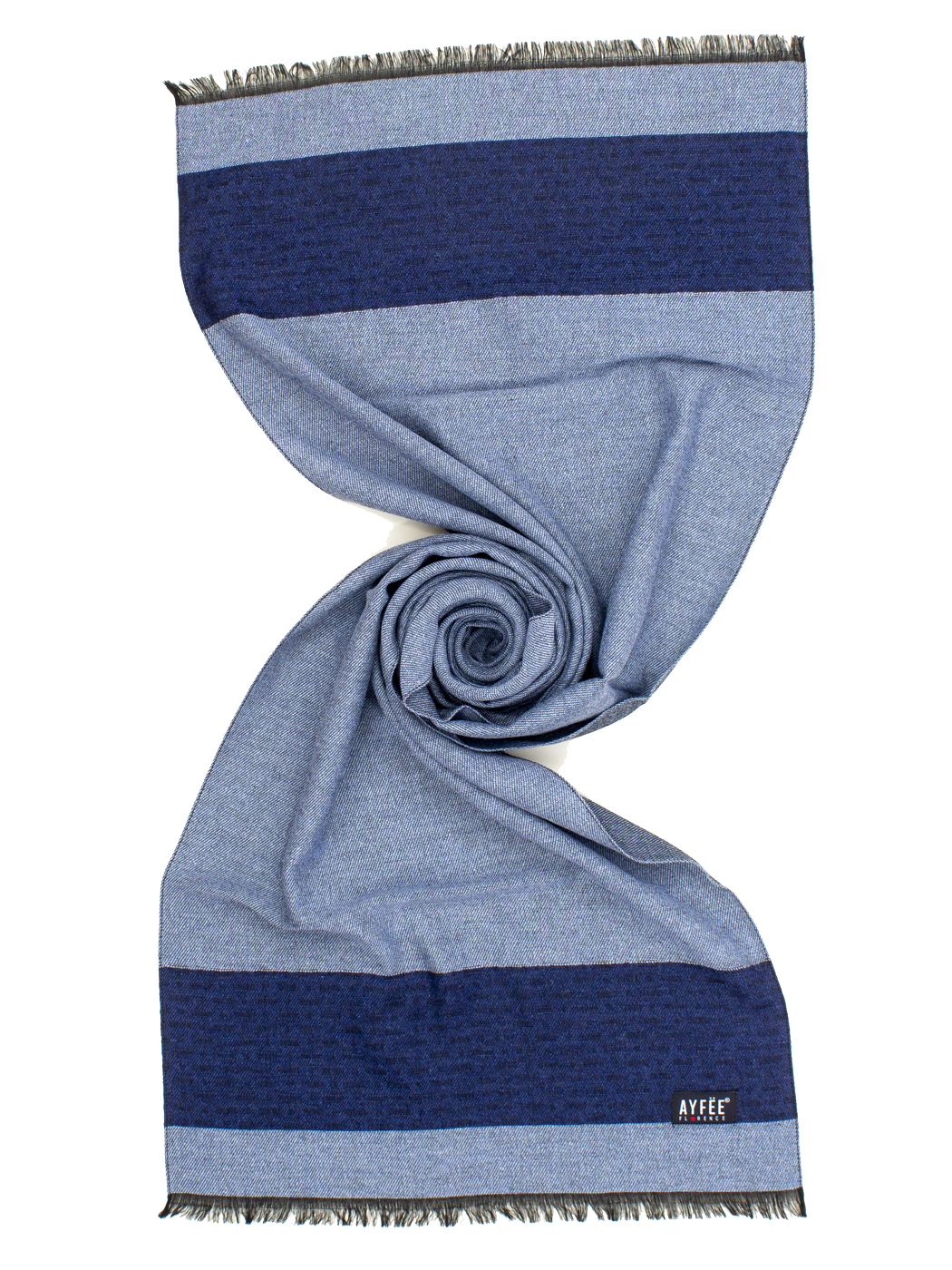 STOLA UOMO BICOLORE, 27%VI 27%PL 23%MD 15%WO 8%WS, CM60X190, MADE IN ITALY       - BLUE